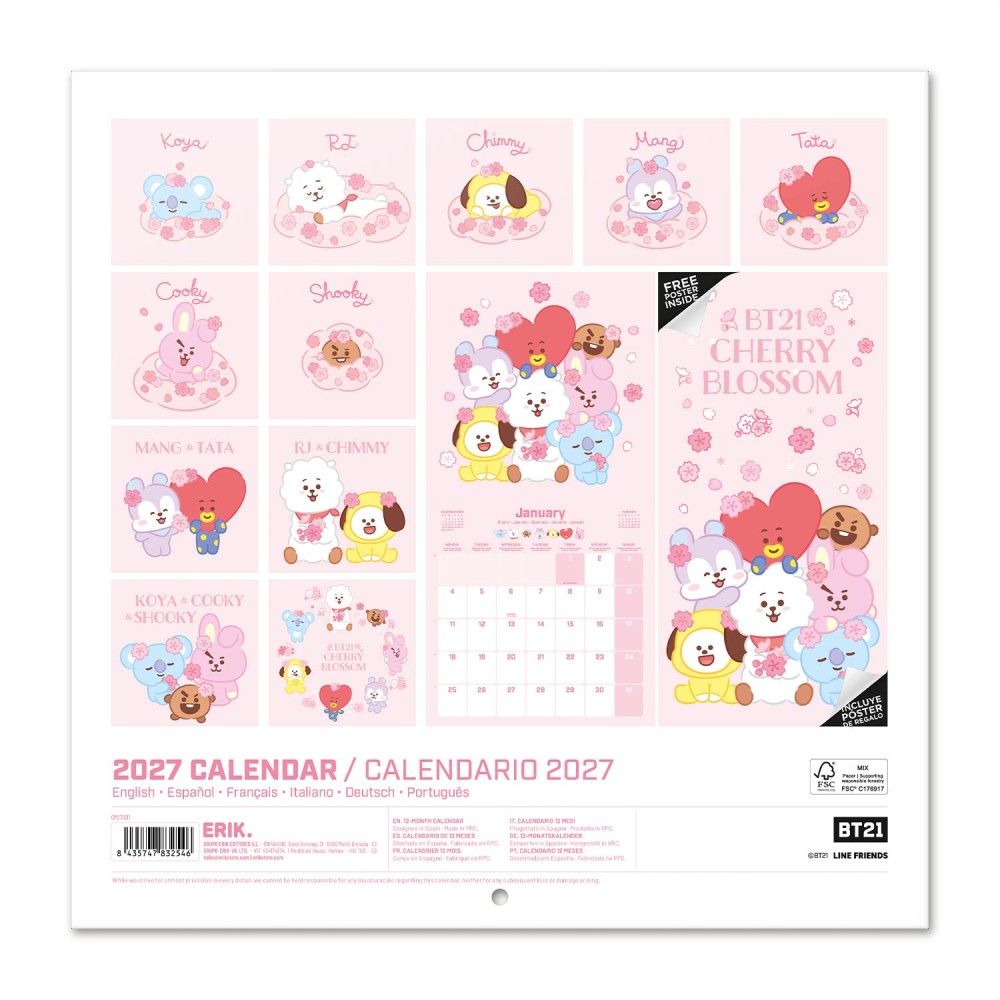 BT21 - 2027 30X30 Kalender - Mehrfarben